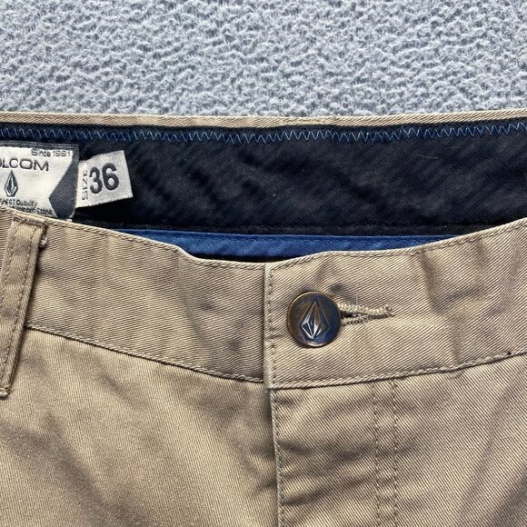 Volcom Shorts Mens Size 36 Chino Cotton Blend,Pockets,Zip,Beige - Picture 12 of 13